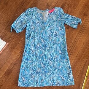 NWT size medium Lilly Pulitzer Aqua & Navy Coastal Print Shift Dress